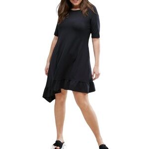 Junarose Plus Size Asymmetric Ruffle Hem Swing Dress
